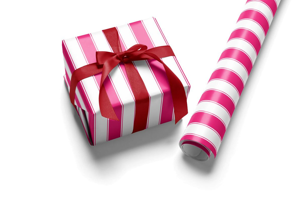 Hot Pink & White Striped Wrapping Paper - Liza Pruitt
