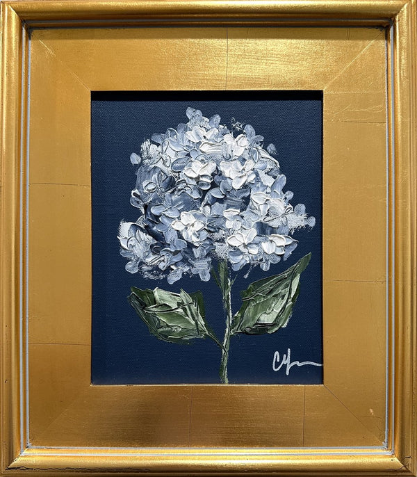 Hydrangea on Dark Blue V | 16" h x 14" w | Framed - Liza Pruitt