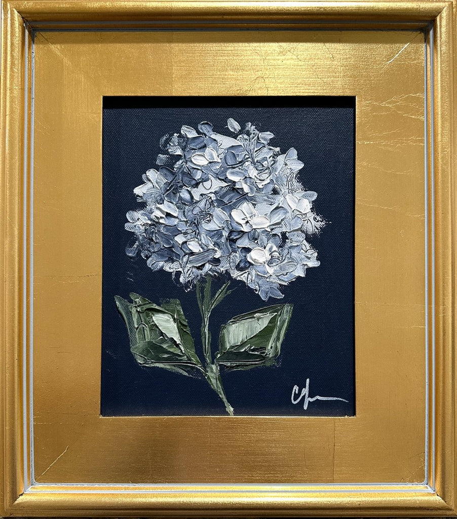 Hydrangea on Dark Blue VI | 16" h x 14" w | Framed - Liza Pruitt