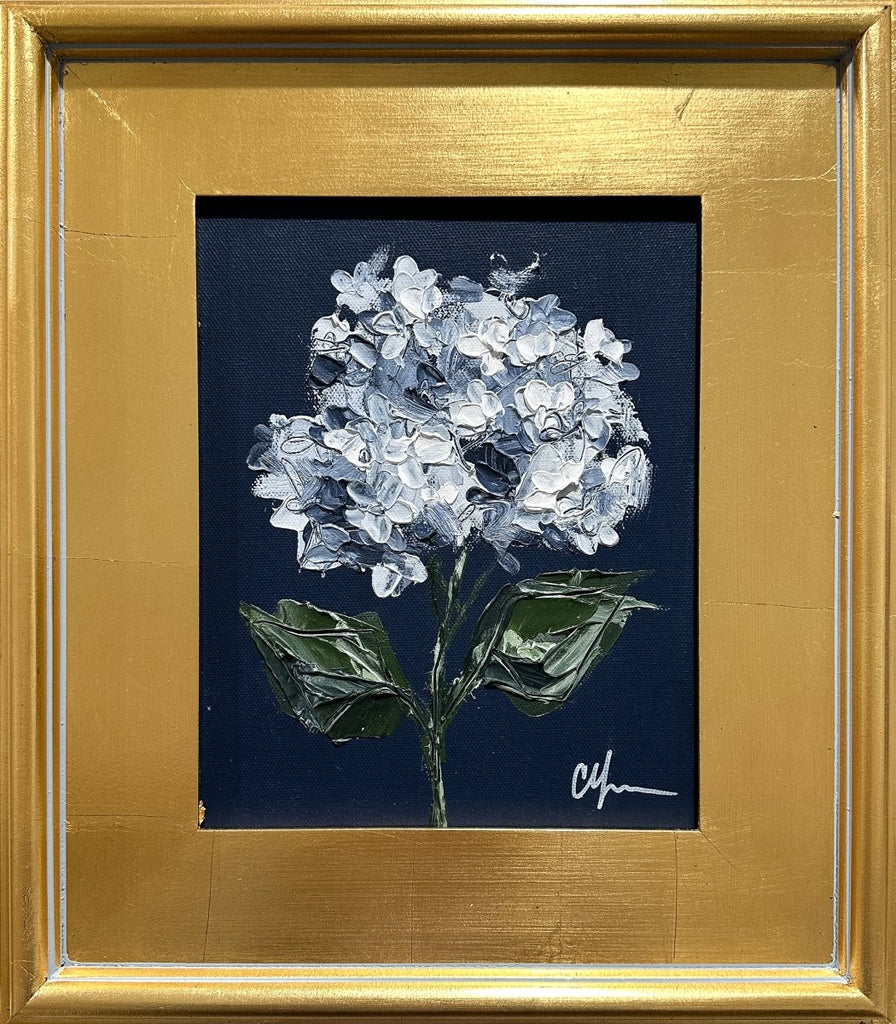 Hydrangea on Dark Blue VII | 16" h x 14" w | Framed - Liza Pruitt