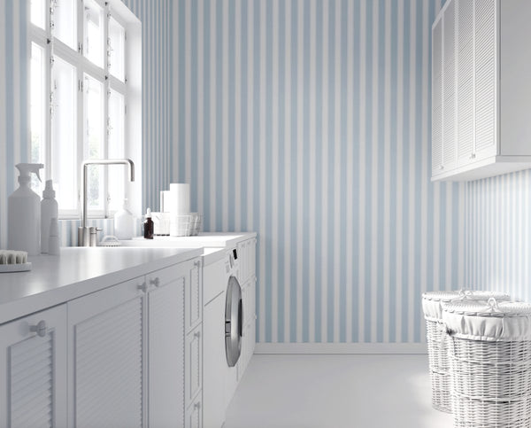 Light Blue Stripes Wallpaper - Liza Pruitt