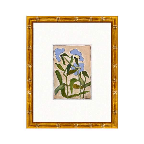 Periwinkle & Beige Flora 1 | 14" h x 11" w | Framed - Liza Pruitt