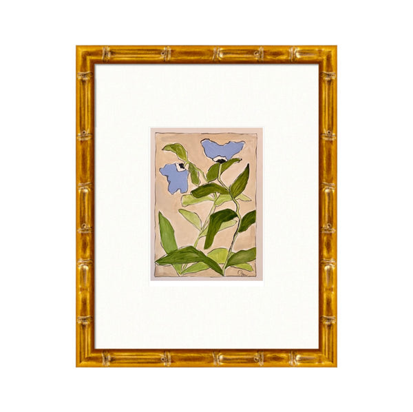 Periwinkle & Beige Flora 2 | 14" h x 11" w | Framed - Liza Pruitt