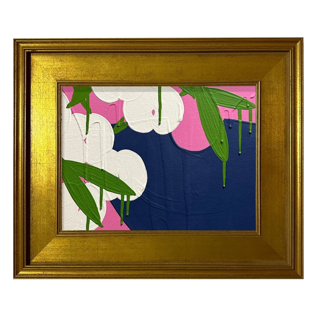 Pink Navy Sake Cup and Orchid | 14.5" h x 17.5" w | Framed - Liza Pruitt