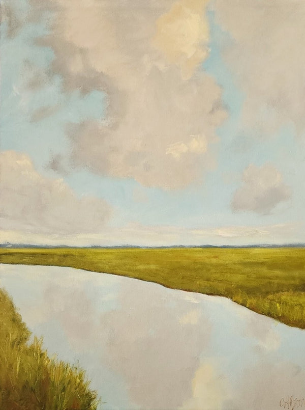Reflecting Clouds Over the Marshes | 48" h x 36" w - Liza Pruitt