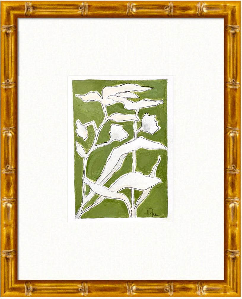 Sap Green Flora 2 | 7" h x 5" w | Framed - Liza Pruitt