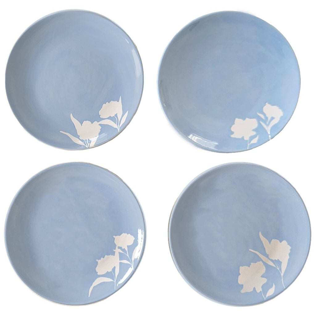 Set of 4 Blue Dinner Plates | 11" Diameter x 1" Height - Liza Pruitt