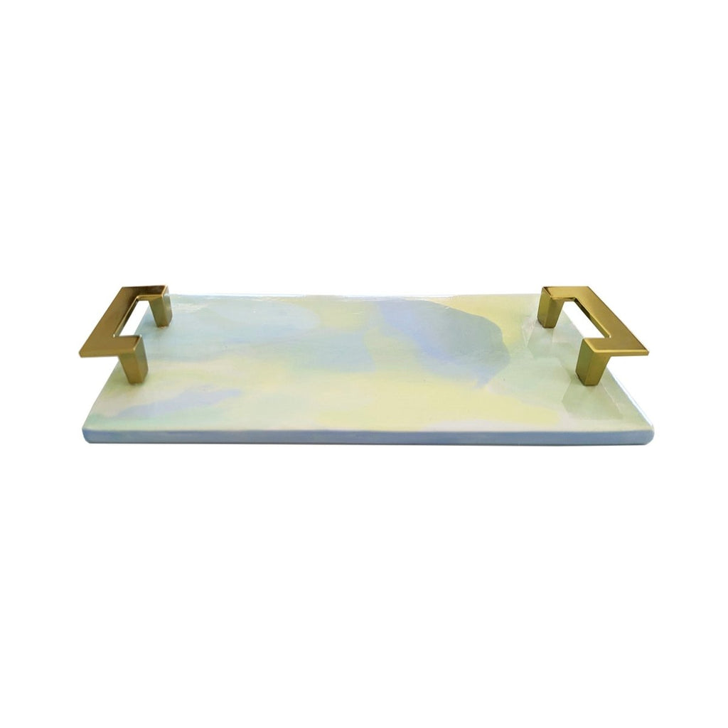 Single Serving Tray with Gold Handles | 12" L x 6" W x 1.5" H - Liza Pruitt