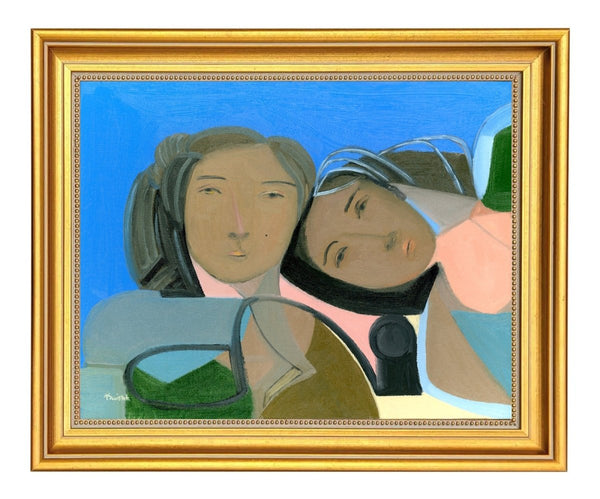 Sisters In Blue Pink And Brown I | 11" h x 14" w | Framed - Liza Pruitt