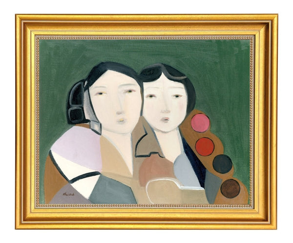 Sisters In Green And Brown I | 11" h x 14" w | Framed - Liza Pruitt
