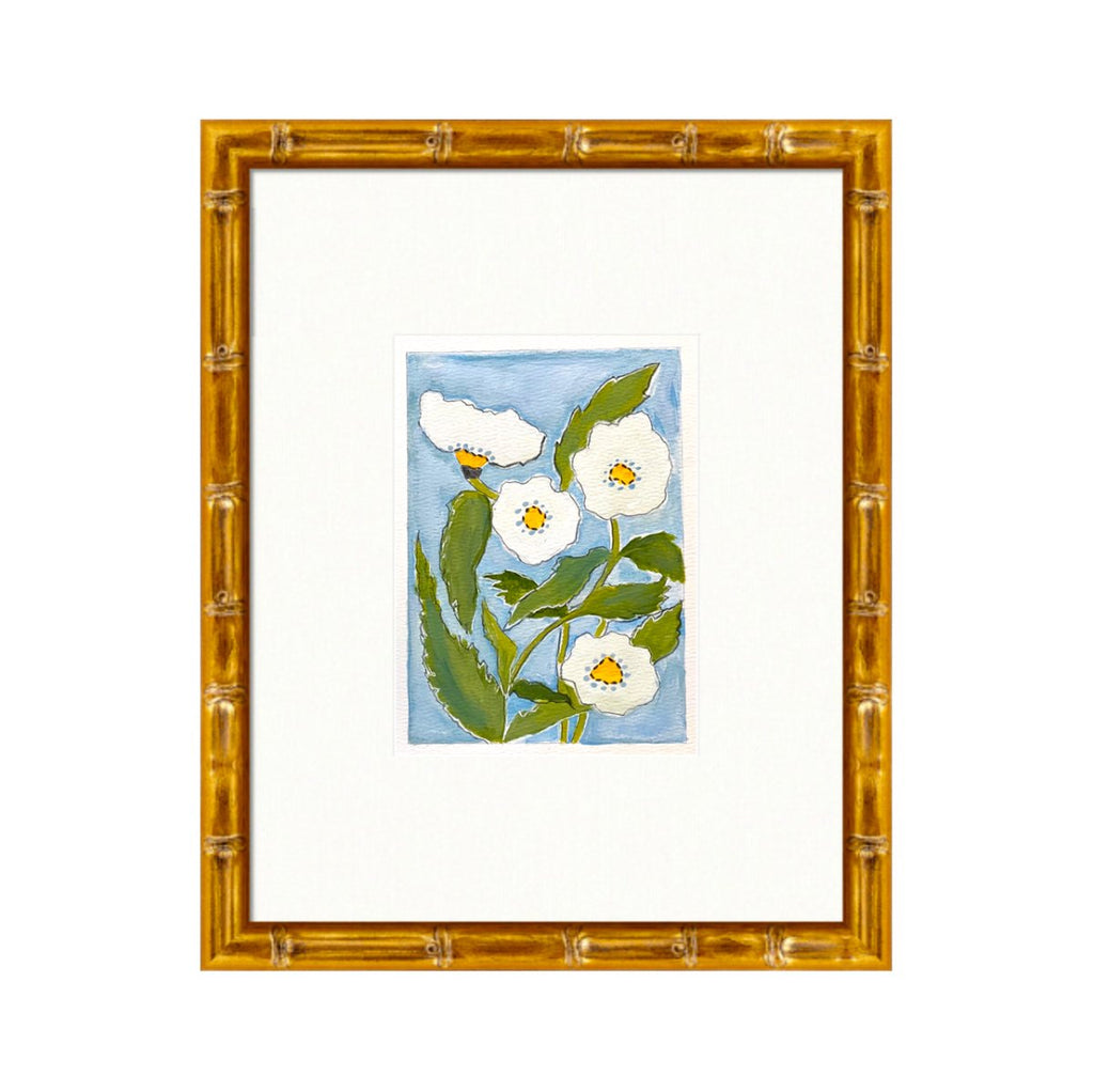Sky Blue & White Flora 2 | 14" h x 11" w | Framed - Liza Pruitt