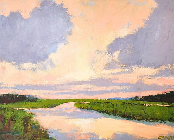 Sunlight Glistening on Marsh Creeks | 24" h x 30" w - Liza Pruitt