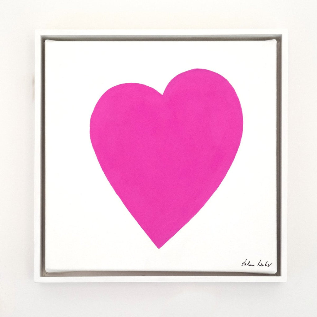 White, Fuchsia Heart | 11" h x 11" w | Framed - Liza Pruitt