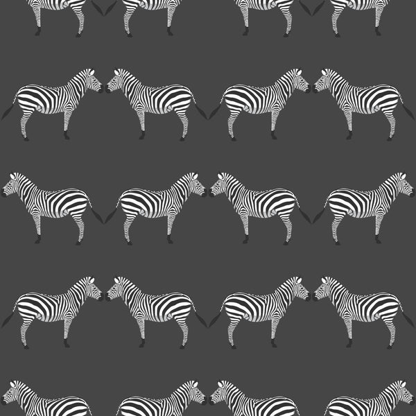 Zebras Charcoal Wallpaper - Liza Pruitt